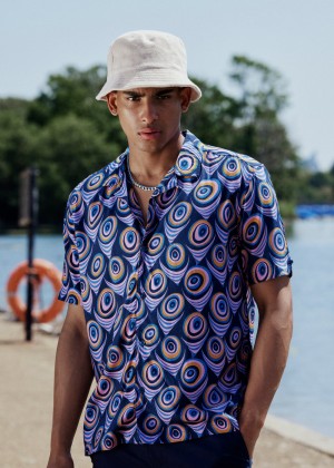 Ben Sherman B by Ben Sherman Psychedelic Print Shirts Purple | IBZHERY-18