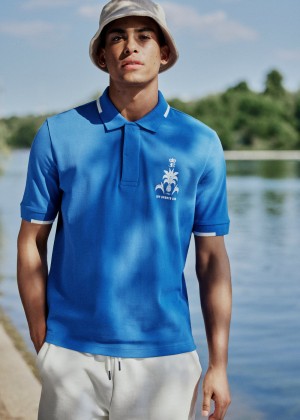 Ben Sherman B by Ben Sherman Sports Club Embroidered Polo Shirts Blue | LKOQHXG-74