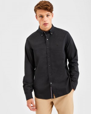 Ben Sherman Beatnik Oxford Garment Dye Shirts Black | LSUIAJG-89