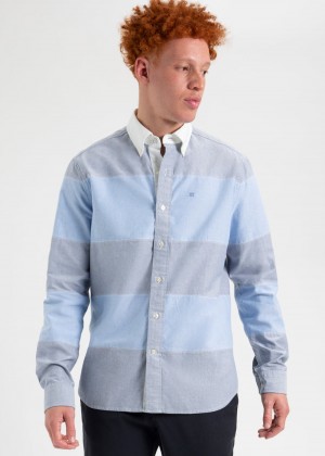 Ben Sherman Brighton Oxford Garment Dye Rugby Shirts Blue | MFBIPWN-74