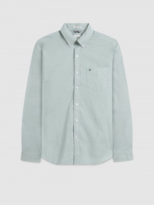 Ben Sherman Brighton Oxford Organic Green Shirts Green | HWSBUAE-09