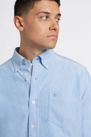 Ben Sherman Brighton Oxford Organic Shirts Blue | QIBTJSK-76