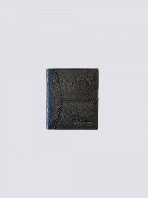 Ben Sherman Coles Leather Micro Wallets Black | BHMQGLW-98