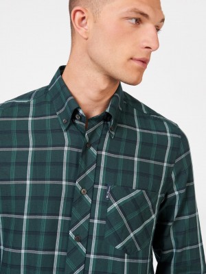 Ben Sherman Grid Check Shirts Green | ZDVYHKN-80