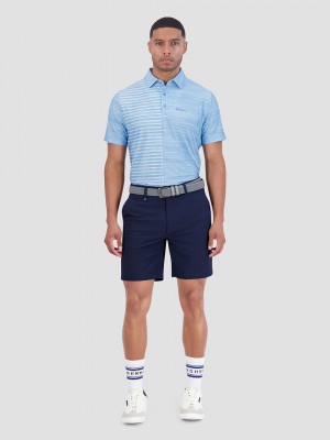 Ben Sherman Melange Stripes Color Block Tech Jersey Sports Fit Polo Shirts Azure | CVNTSZK-91