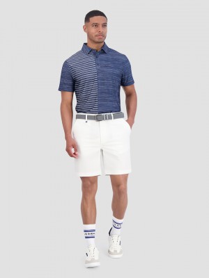 Ben Sherman Melange Stripes Color Block Tech Jersey Sports Fit Polo Shirts Navy | EGTUQBS-81