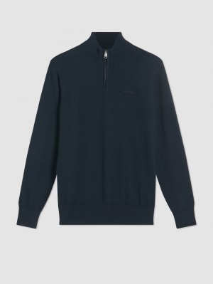 Ben Sherman Merino Half-Zip Knitwear Black | GPLVJIK-62