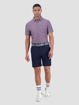 Ben Sherman Mini Stripes Tech Jersey Sports Fit Polo Shirts Purple | YTJWNFM-13