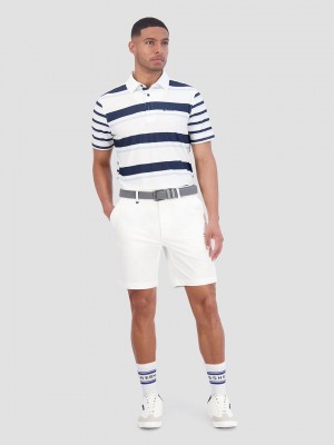 Ben Sherman Mixed Mod Stripes Tech Jersey Sports Fit Polo Shirts Blue | QFAXETC-89