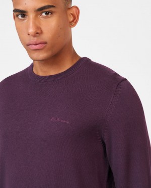 Ben Sherman Signature Crewneck Knitwear Purple | ADYTHNX-47