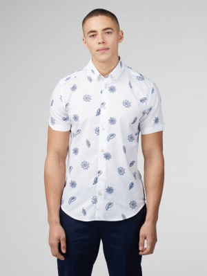 Ben Sherman Signature Floral Shirts White | PRUSDFJ-62