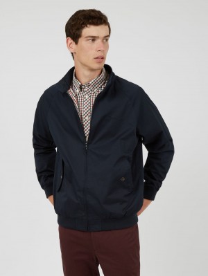 Ben Sherman Signature Harrington Jackets Navy | NZXGUBQ-39