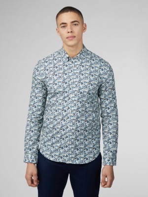 Ben Sherman Signature Multicolor Floral Shirts Blue | MBTOUYK-21