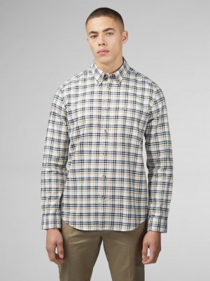 Ben Sherman Signature Oxford Check Shirts White | QFBMHVW-63