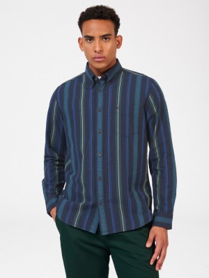 Ben Sherman Signature Striped Oxford Shirts Green | LXTBNZO-70