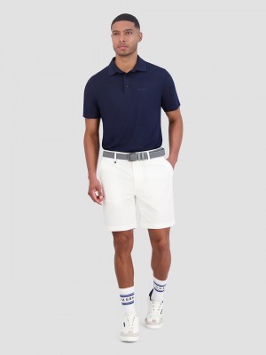 Ben Sherman Solid Air Pique Sports Fit Polo Shirts Navy | WARUZKI-08