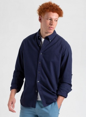 Ben Sherman St. Ives Resort Oxford Shirts Indigo Navy | QJUKZEB-02