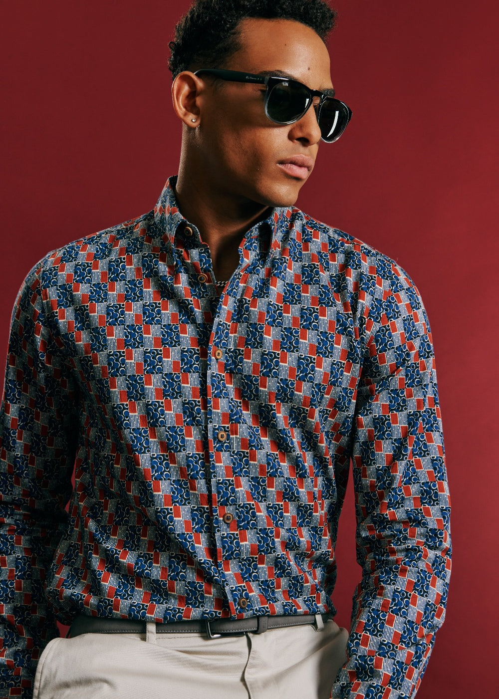 Ben Sherman 1950s Checkerboard Shirts Indigo | PWKLSNA-60