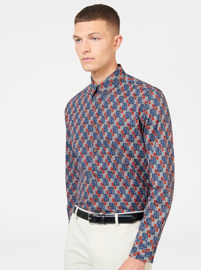 Ben Sherman 1950s Checkerboard Shirts Indigo | PWKLSNA-60