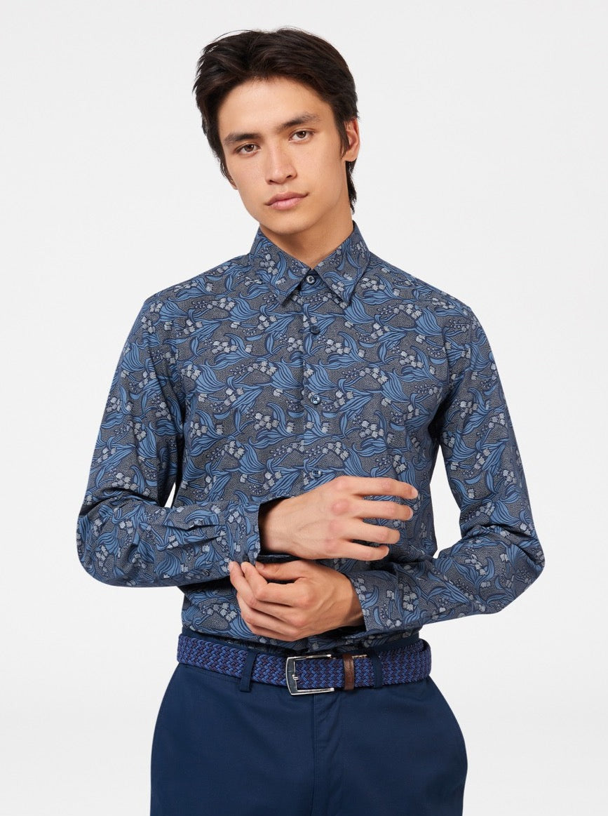 Ben Sherman Art Nouveau Floral Shirts Navy | QUTVAWJ-06