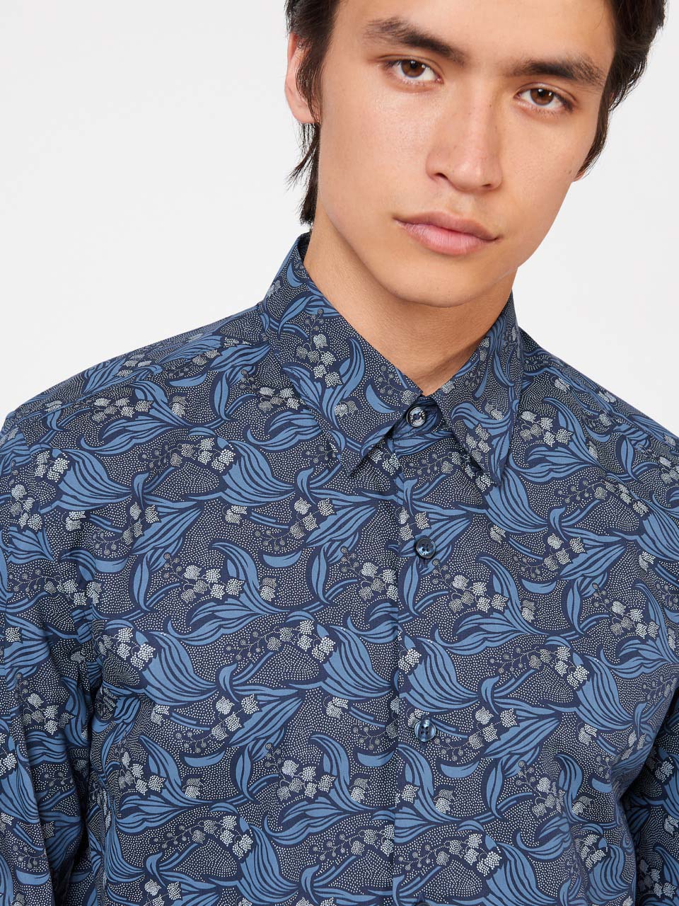 Ben Sherman Art Nouveau Floral Shirts Navy | QUTVAWJ-06