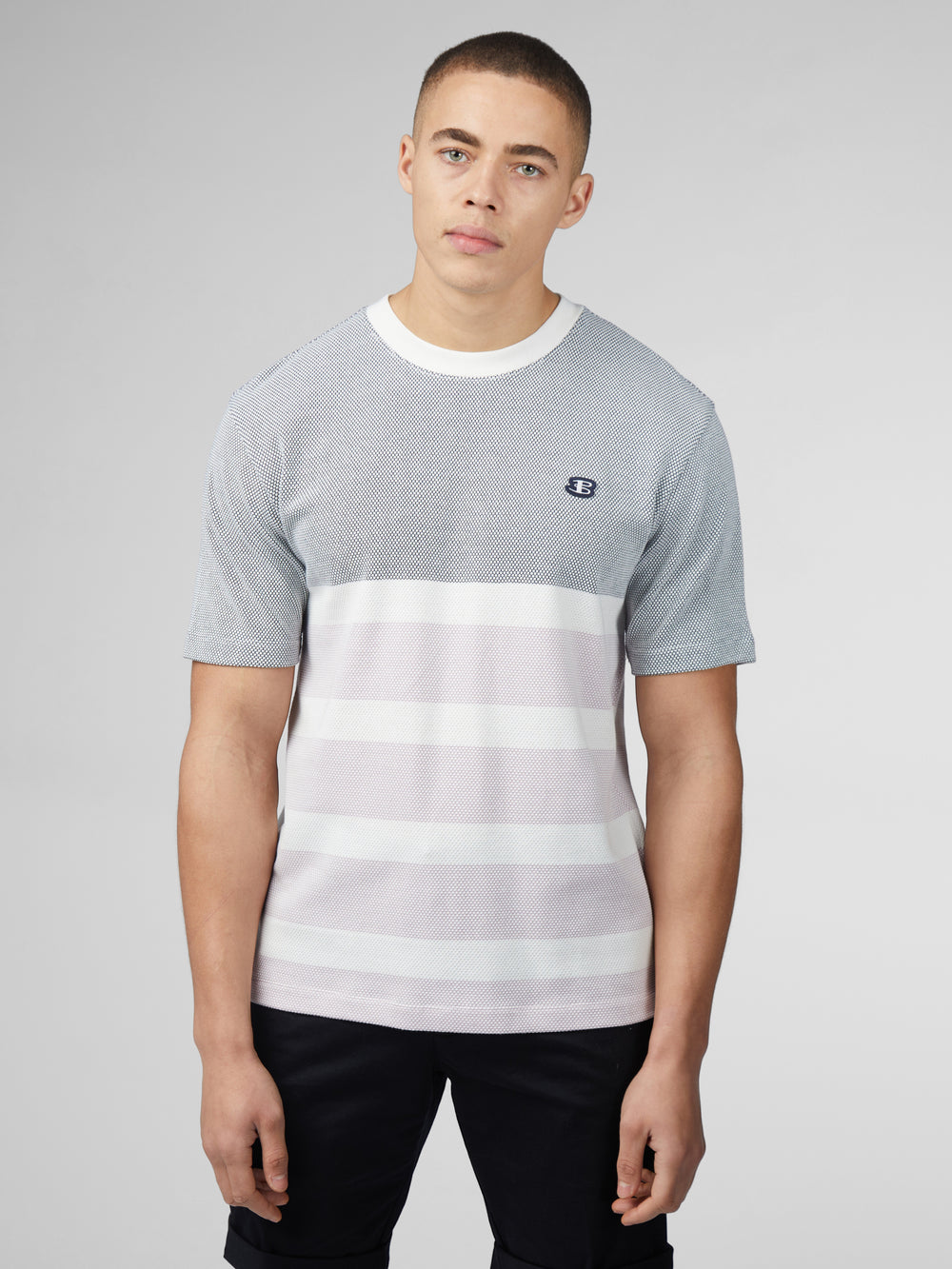 Ben Sherman B by Ben Sherman Textured Block Stripe T-Shirt Navy | HSQGVNE-05