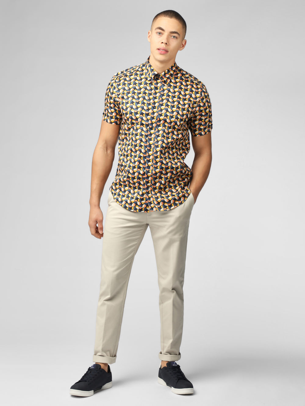 Ben Sherman Bahaus Geo Shirts Yellow | WKMDXNL-65