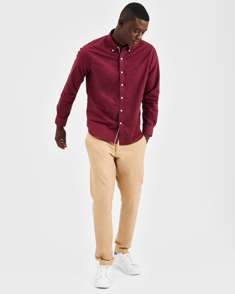 Ben Sherman Beatnik Oxford Garment Dye Shirts Burgundy | OSCDEVJ-30