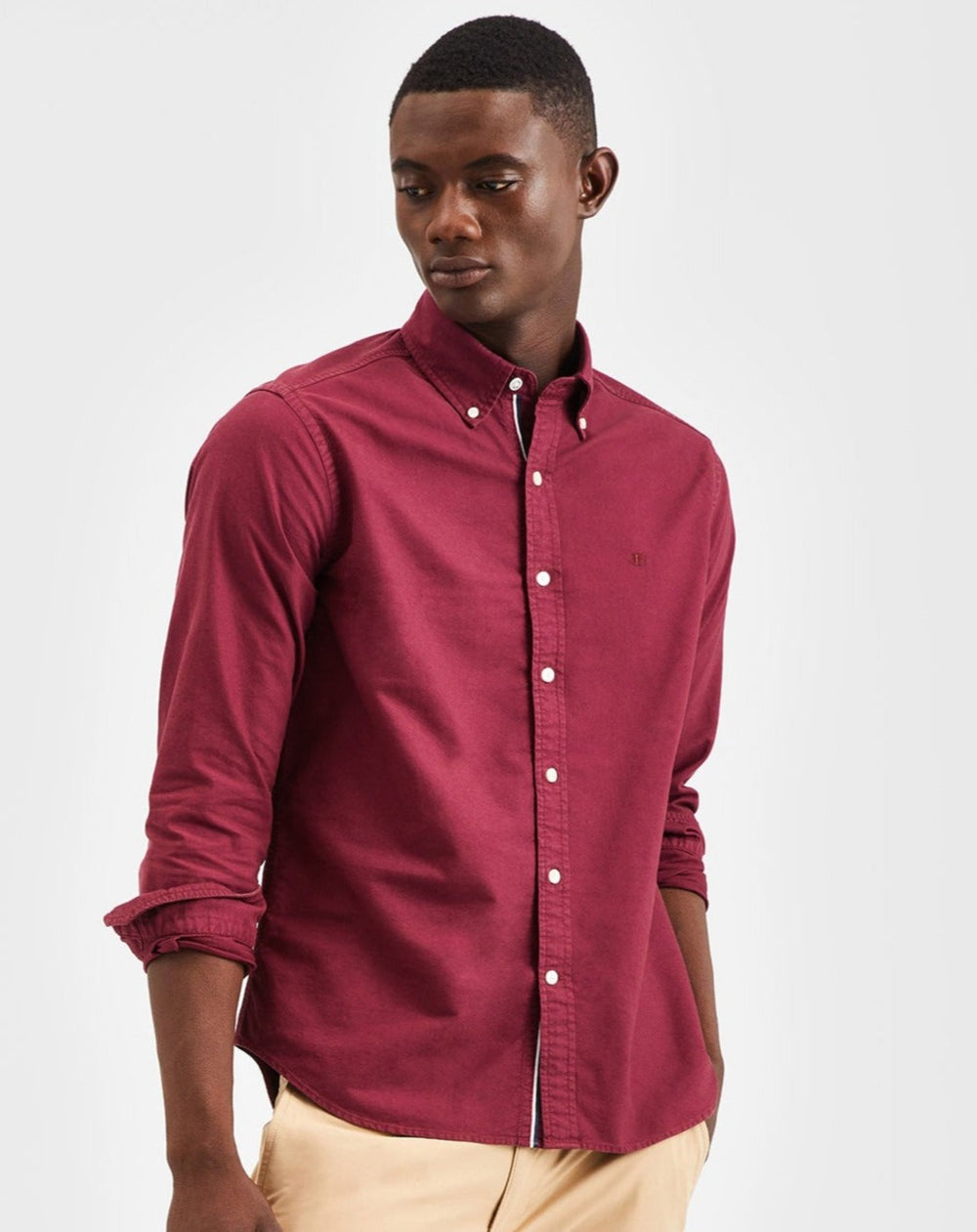 Ben Sherman Beatnik Oxford Garment Dye Shirts Burgundy | OSCDEVJ-30