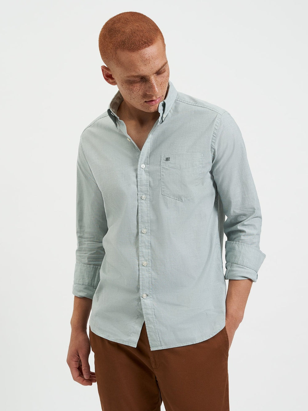 Ben Sherman Beatnik Wash Long-Sleeve Shirts Green | TUYHBCW-43