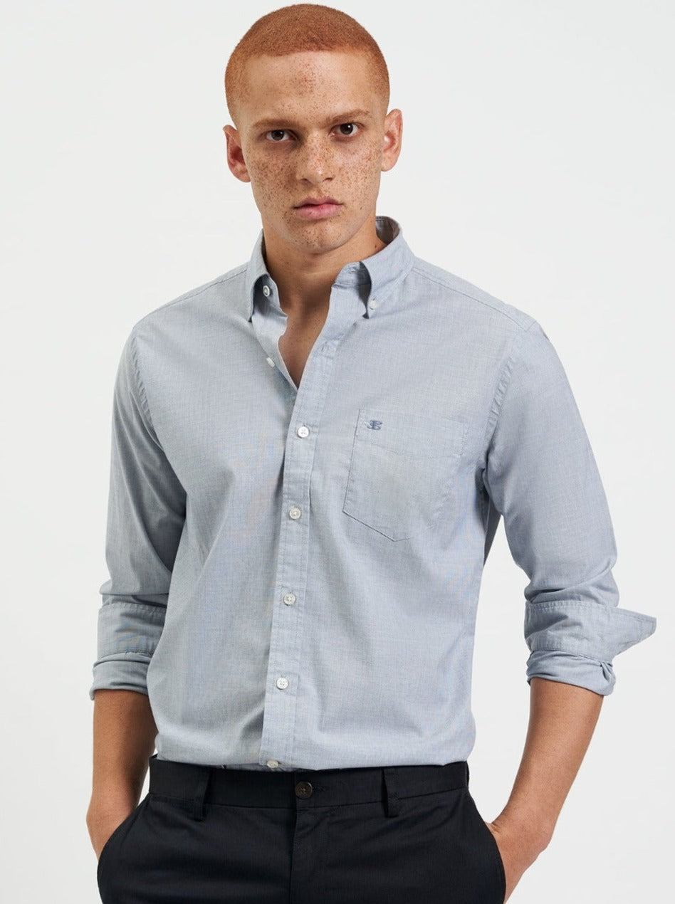 Ben Sherman Beatnik Wash Long-Sleeve Shirts Navy | CNWLSHO-53