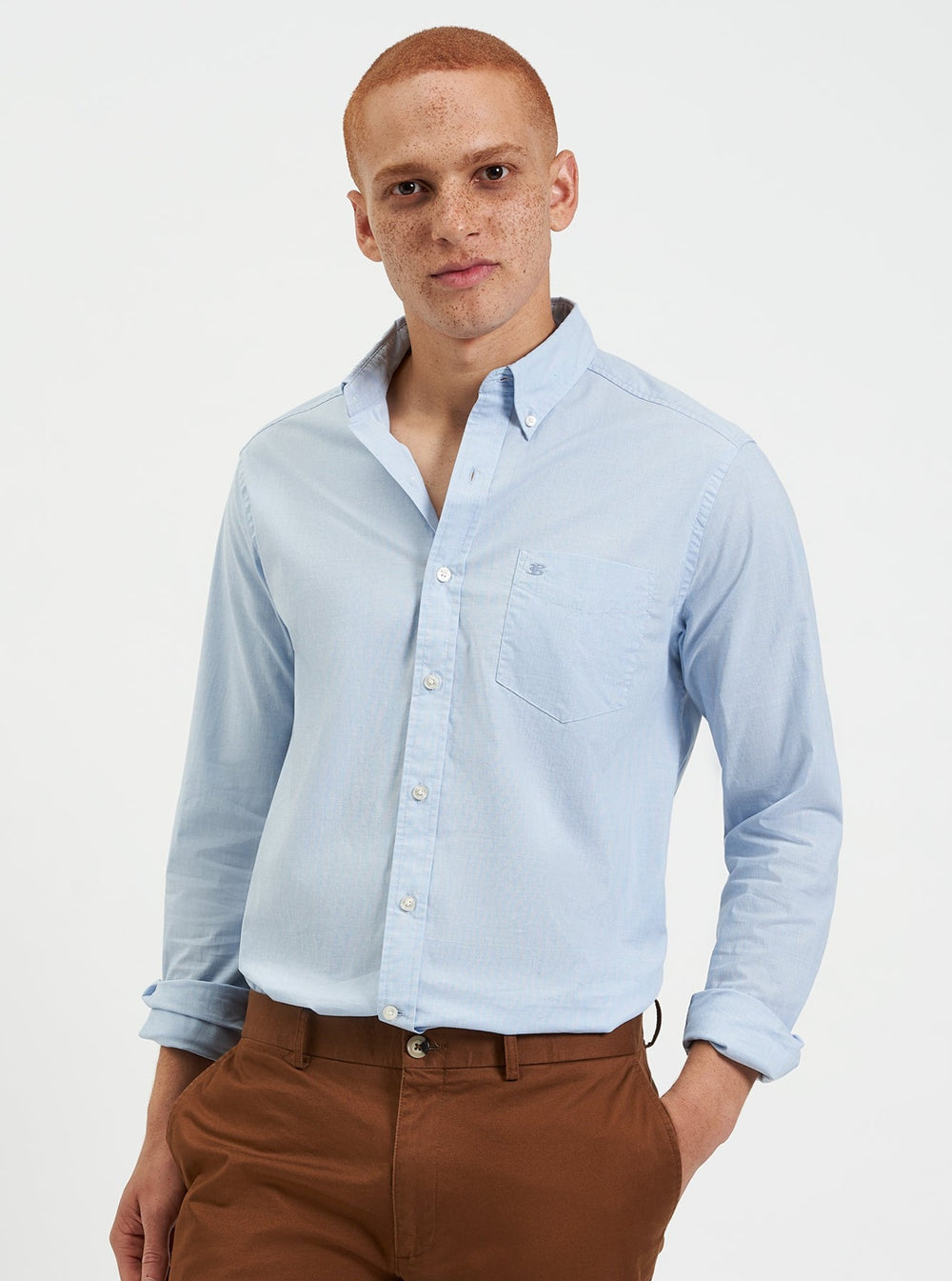 Ben Sherman Beatnik Wash Long-Sleeve Shirts Blue | SAKVLJF-72