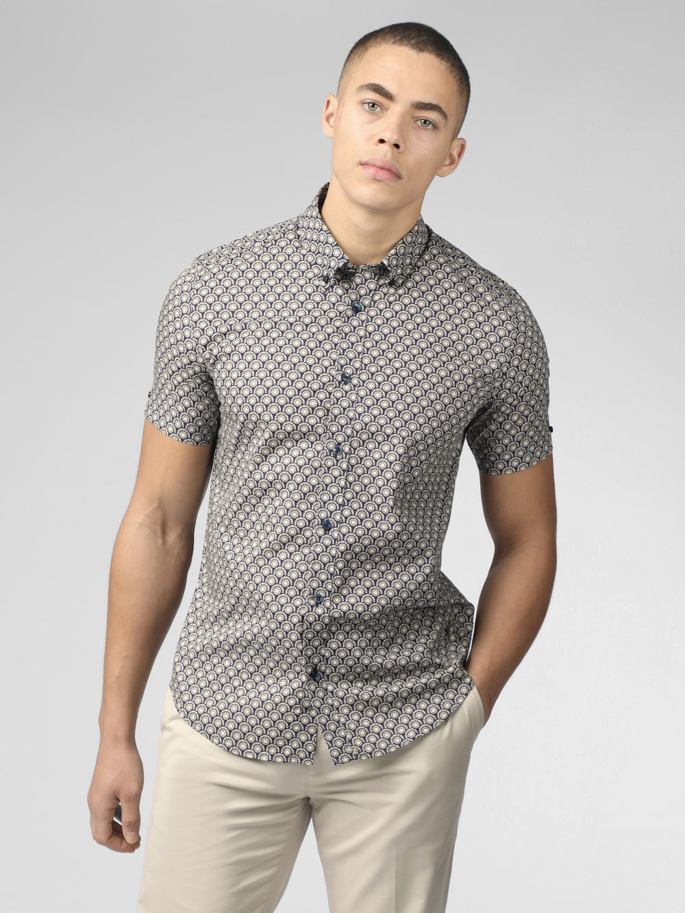 Ben Sherman Block Geo Shirts Grey | VYKZAWM-98