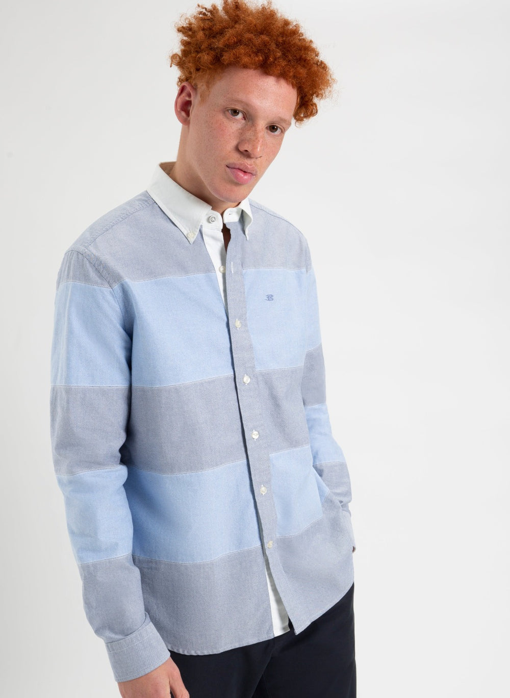 Ben Sherman Brighton Oxford Garment Dye Rugby Shirts Blue | MFBIPWN-74