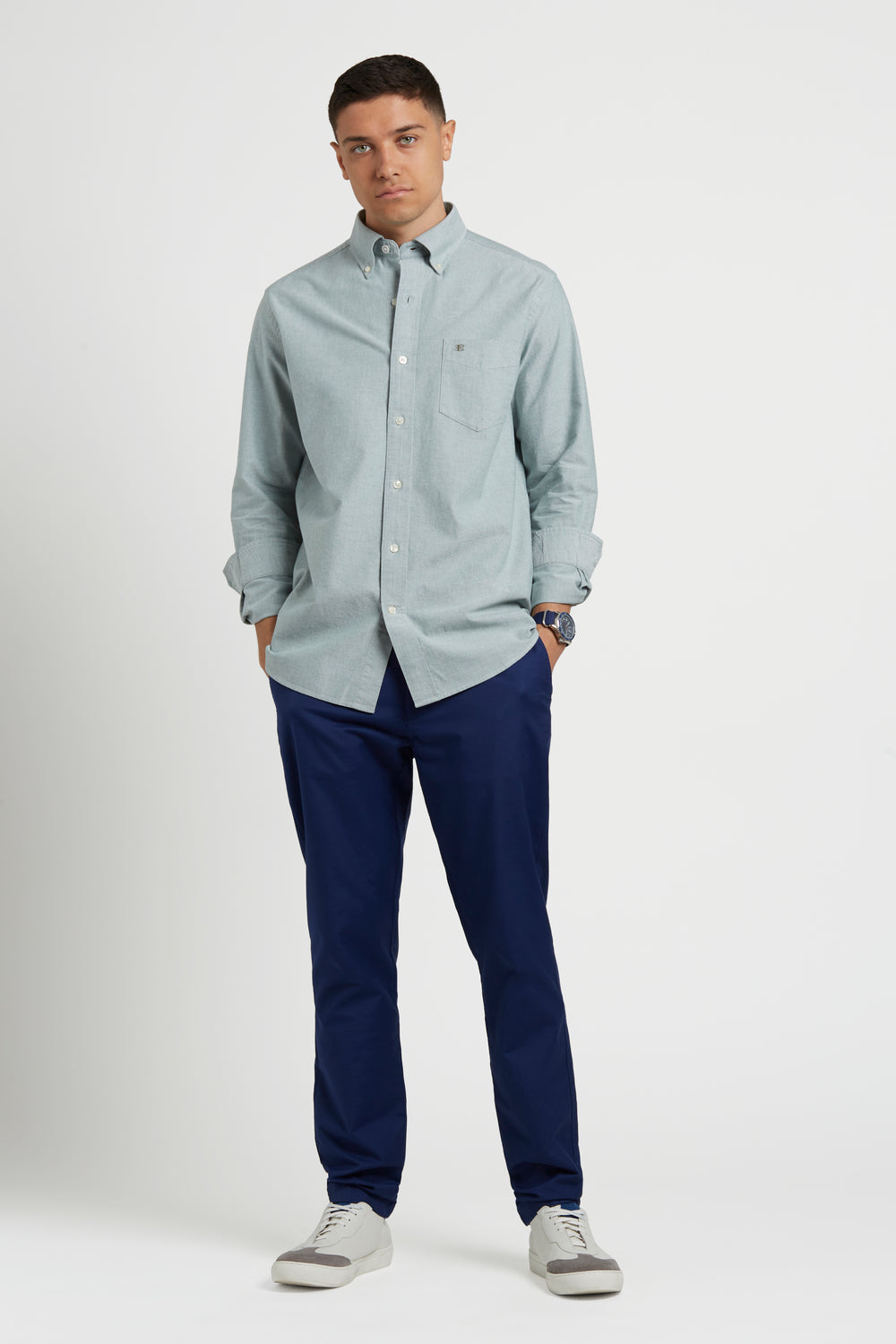 Ben Sherman Brighton Oxford Organic Green Shirts Green | HWSBUAE-09