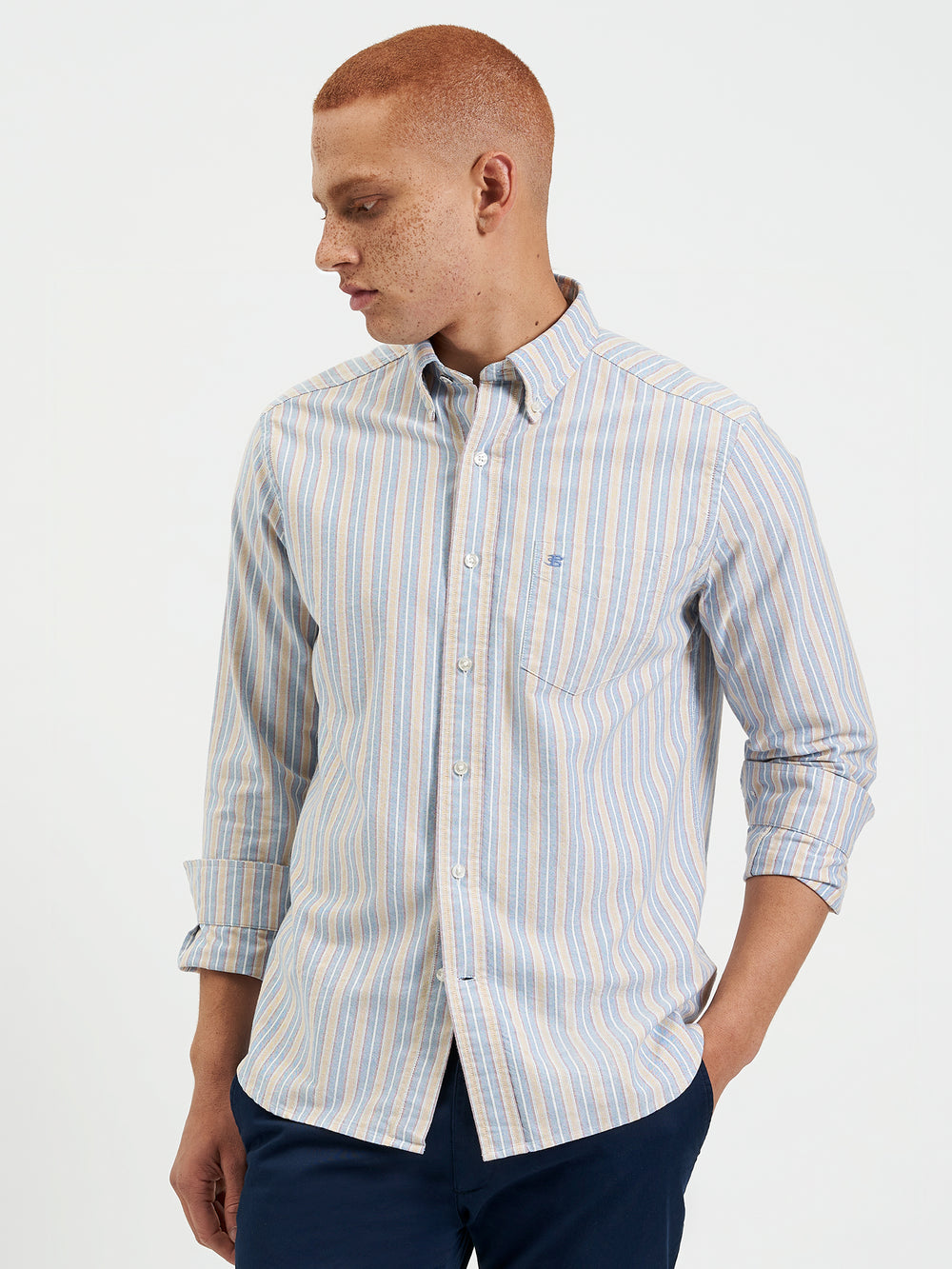 Ben Sherman Brighton Oxford Organic Shirts Blue Multicolor | LROFTXQ-76