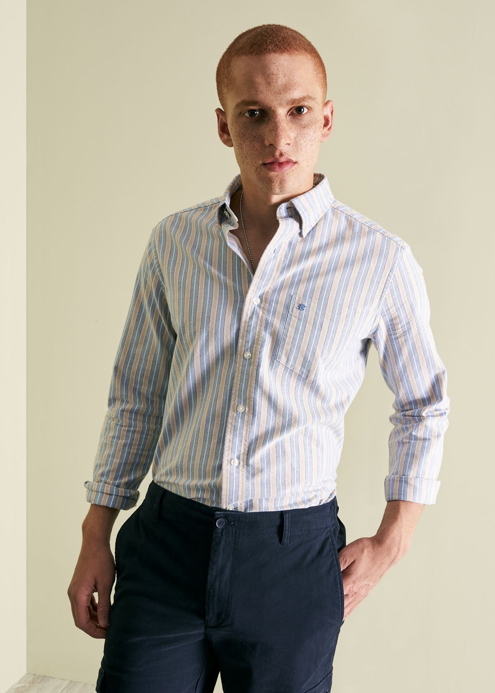 Ben Sherman Brighton Oxford Organic Shirts Blue Multicolor | LROFTXQ-76