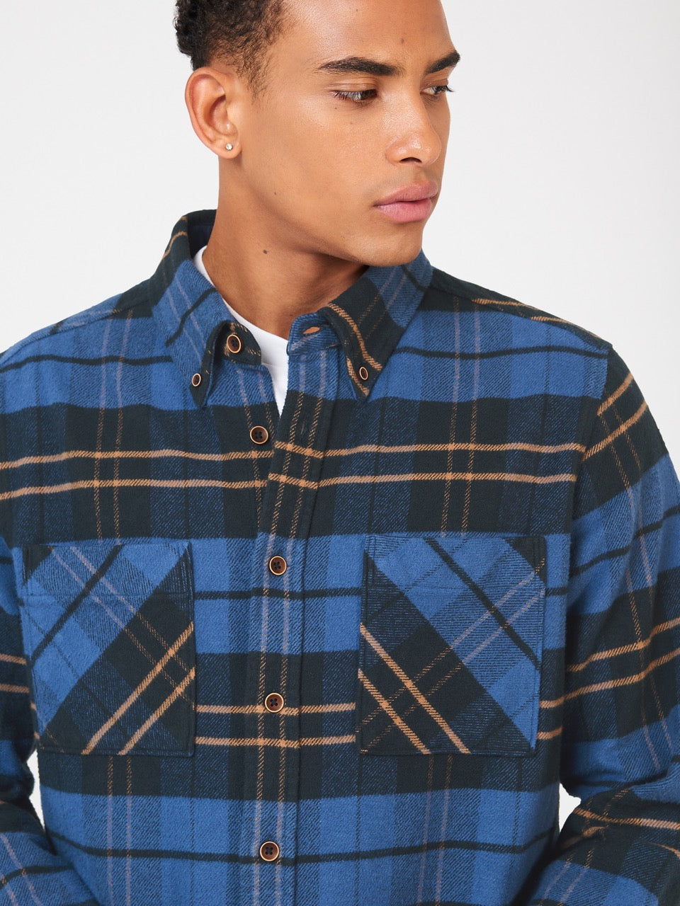 Ben Sherman Brushed Ivy Check Shirts Blue | UEMFXPV-10