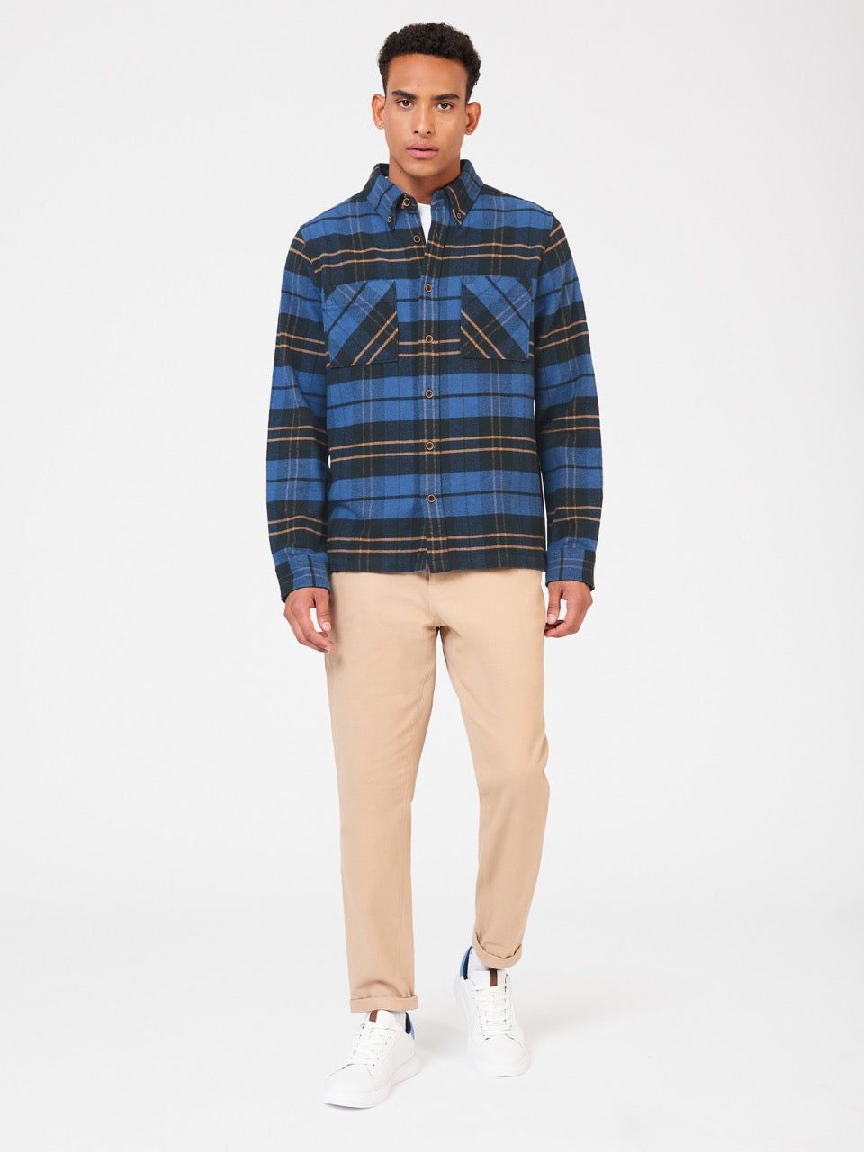 Ben Sherman Brushed Ivy Check Shirts Blue | UEMFXPV-10