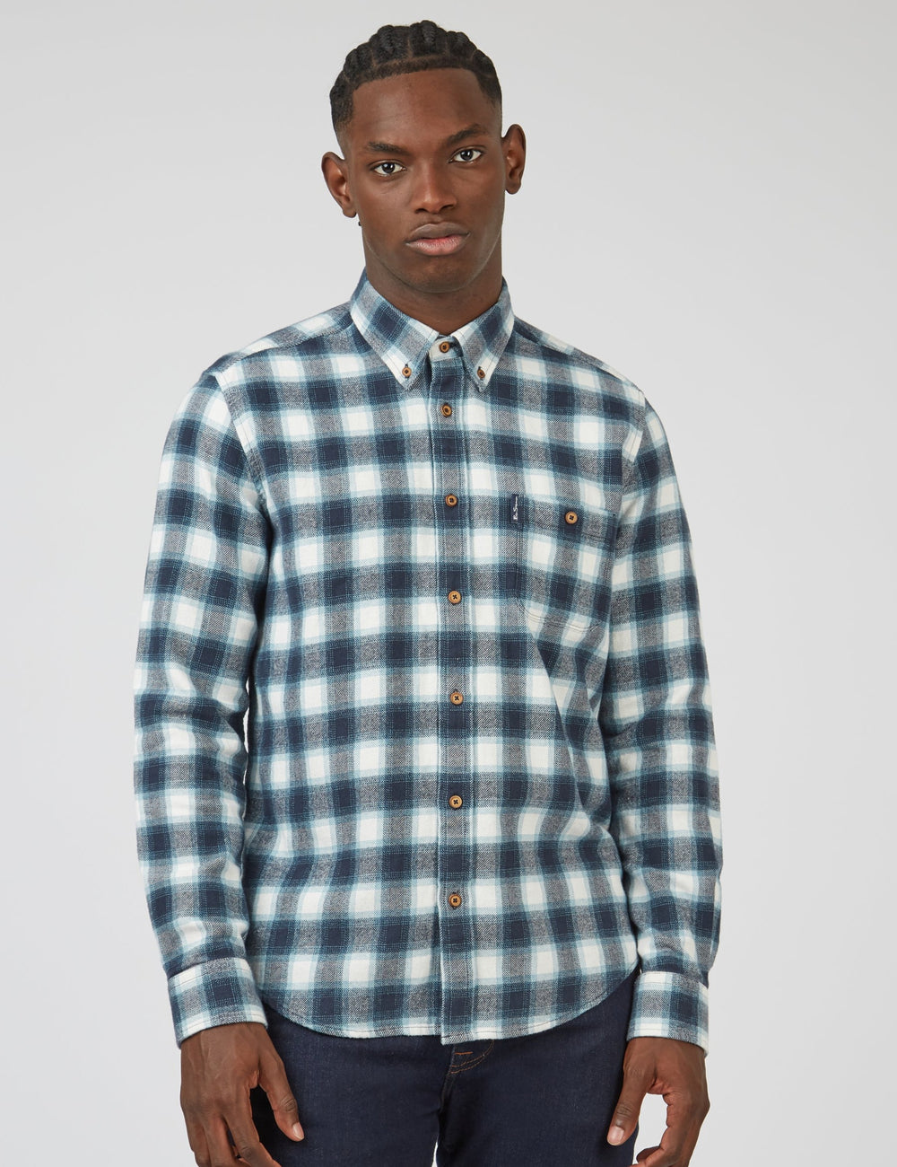 Ben Sherman Brushed Ombre Check Flannel Shirts Green | VKHITRS-67