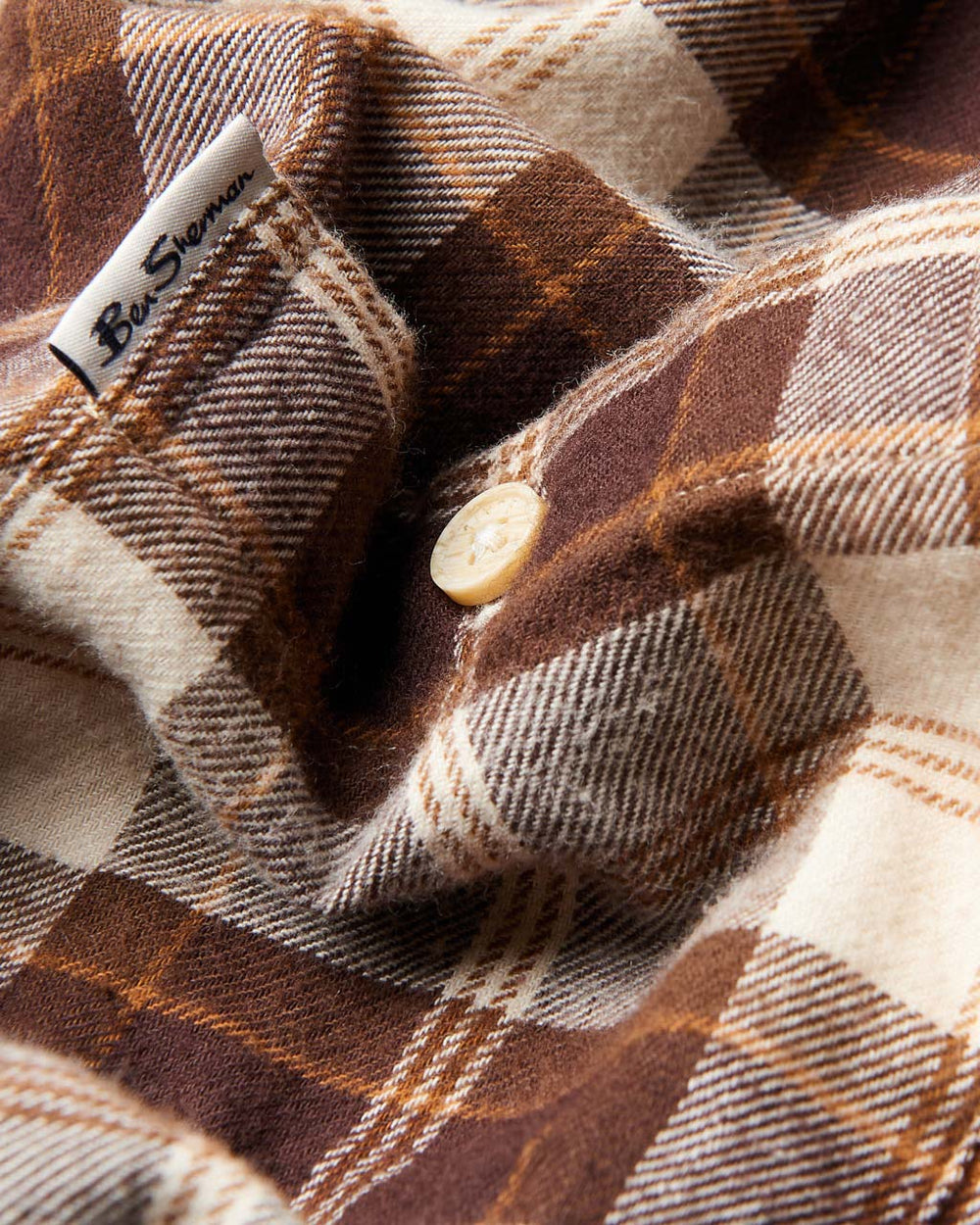 Ben Sherman Brushed Plain Check Shirts Chocolate | VCKMITX-48