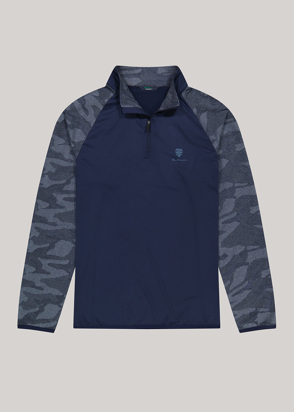 Ben Sherman Camo Jacq. Sleeve Quarter Zip Jackets Navy | SEWATXG-93