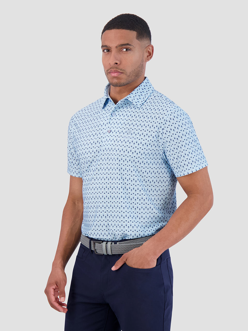 Ben Sherman Chequerboard Geo Polo Shirts Blue | DFEBTWO-51