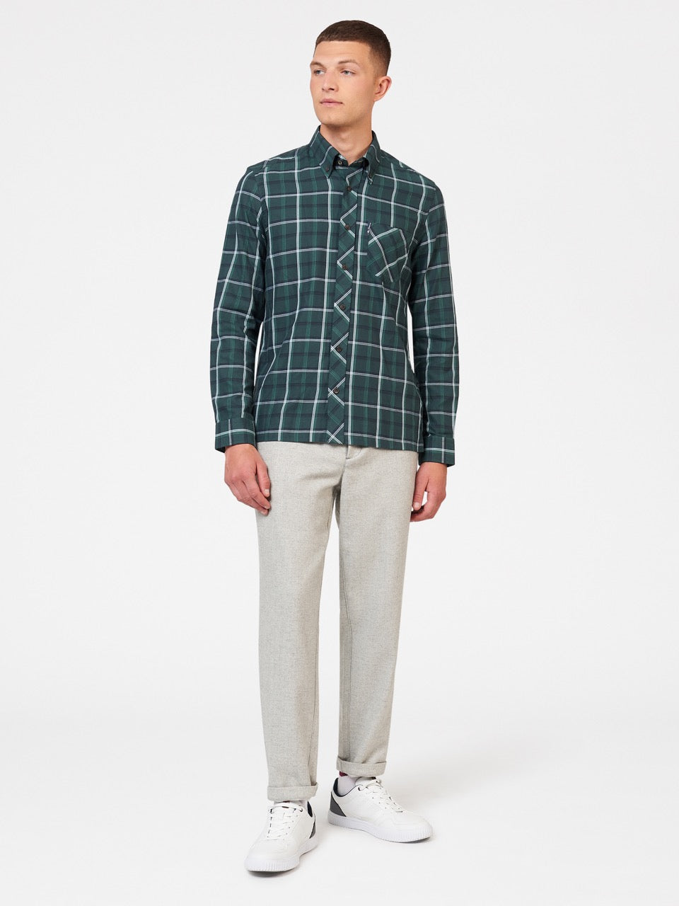 Ben Sherman Grid Check Shirts Green | ZDVYHKN-80