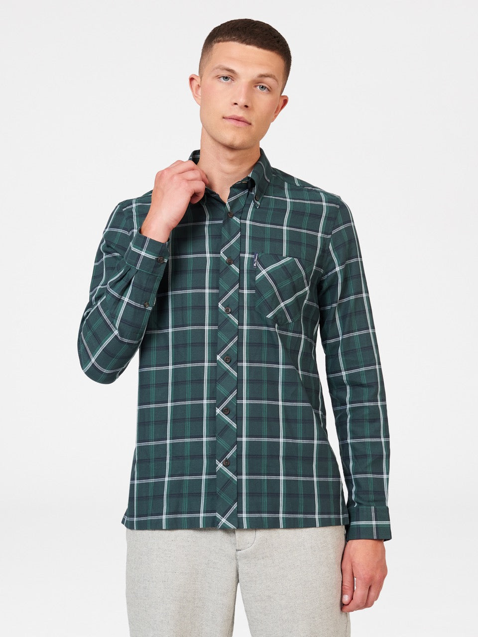 Ben Sherman Grid Check Shirts Green | ZDVYHKN-80