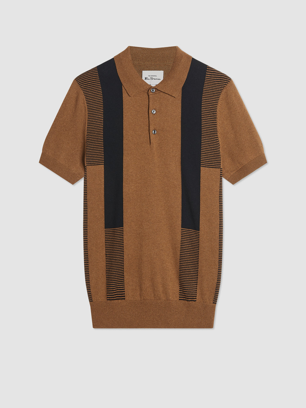 Ben Sherman Intarsia Stripe Polo Neck Sweaters Brown | AGRWNHJ-06