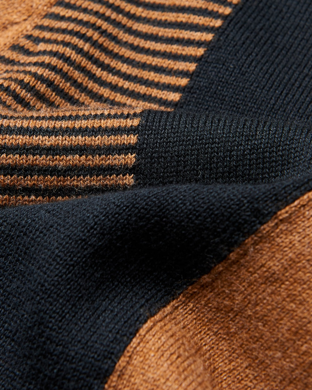 Ben Sherman Intarsia Stripe Polo Neck Sweaters Brown | AGRWNHJ-06