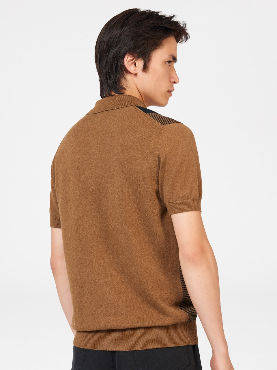 Ben Sherman Intarsia Stripe Polo Neck Sweaters Brown | AGRWNHJ-06