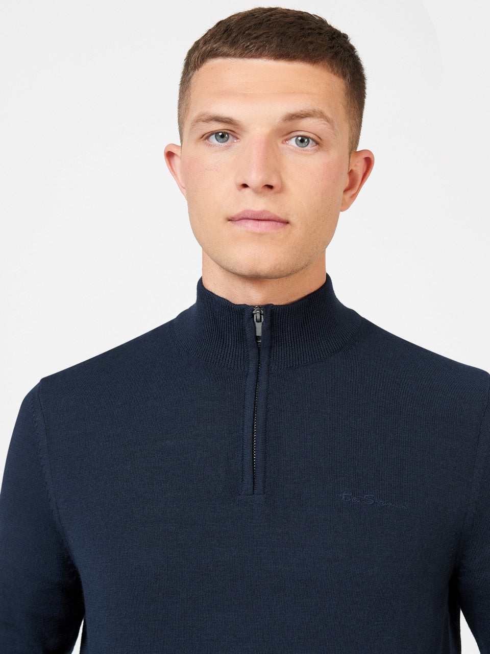 Ben Sherman Merino Half-Zip Knitwear Navy | ABZCPQE-35