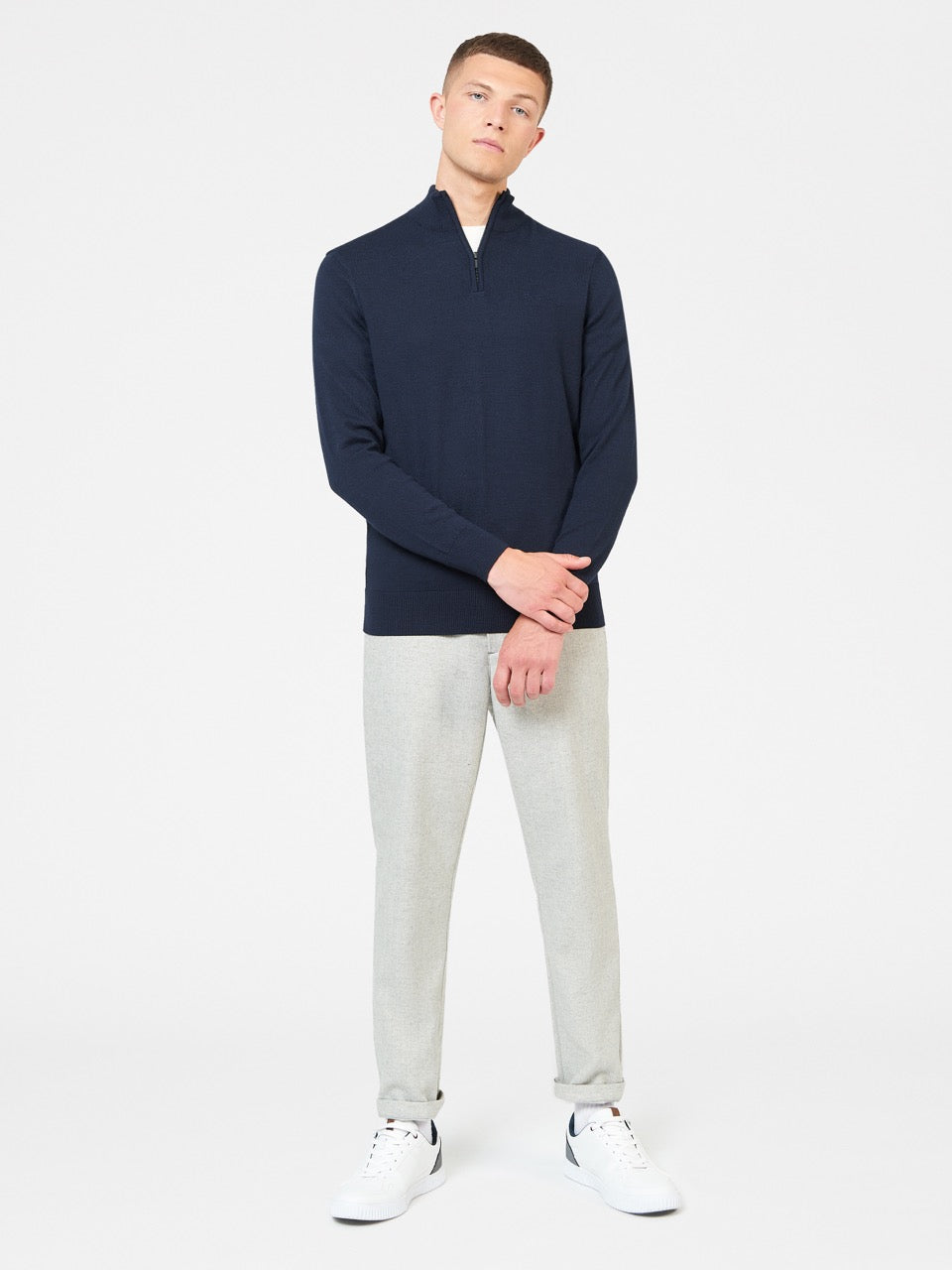 Ben Sherman Merino Half-Zip Knitwear Navy | ABZCPQE-35